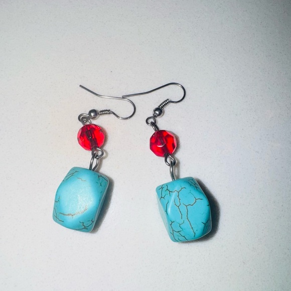 Branch Coral Crystal Faux Turquoise Multistrand Handmade Statement Necklace Set - Picture 14 of 14